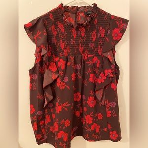 Floral Flutter Sleeve Top